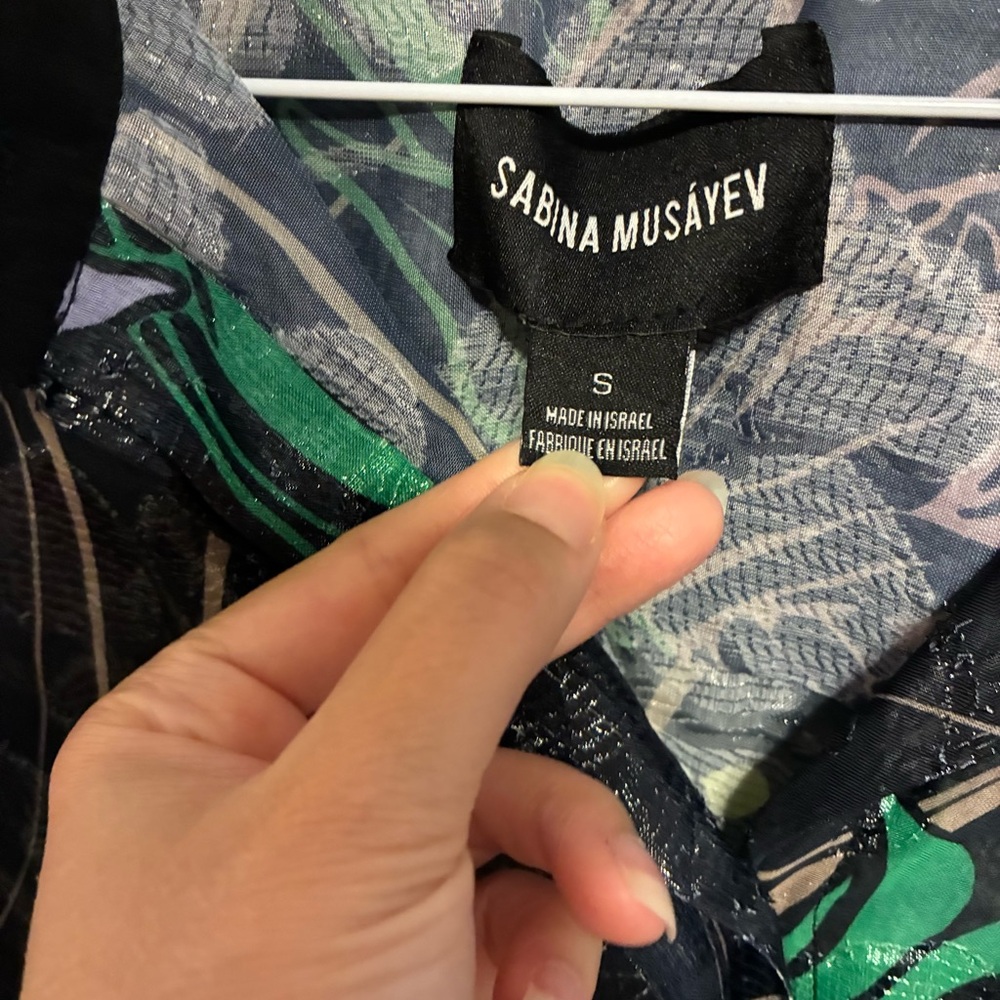Sabina Musayev Sheer Floral Blouse in Black Multi Size Small - Picture 5 of 10
